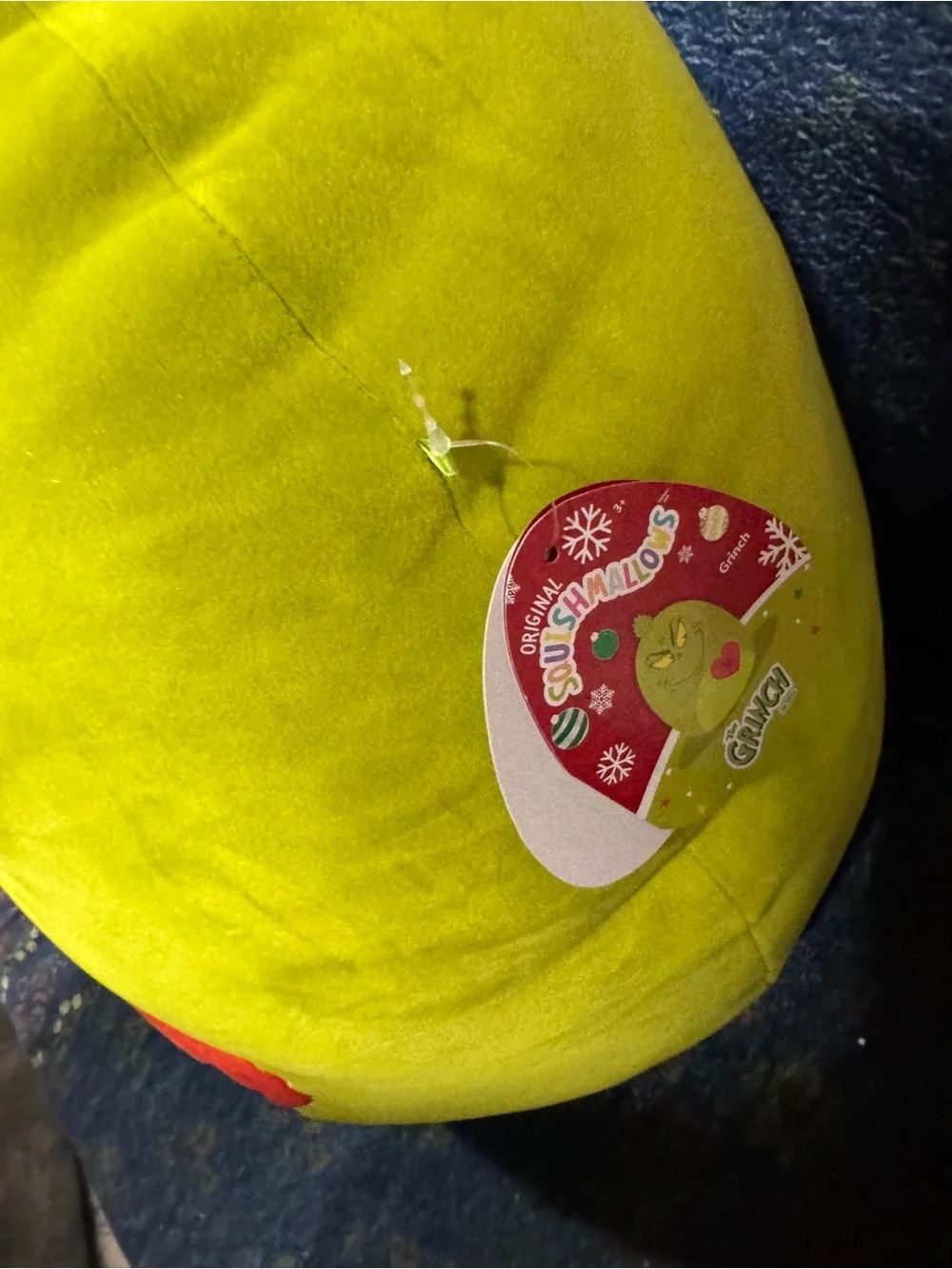 Squishmallows Green Grinch Plush Pillow with Red Heart